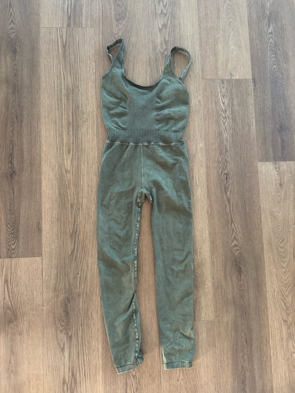 Seamless Olive Green Ribbed Jumpsuit free people xs/s